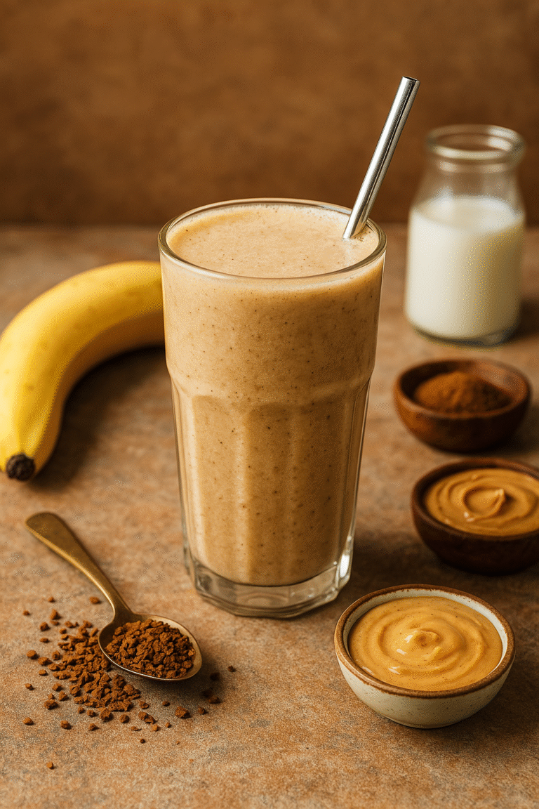 Desi low maintenance ADHD-er Smoothie made from Instant Coffee and Bananas