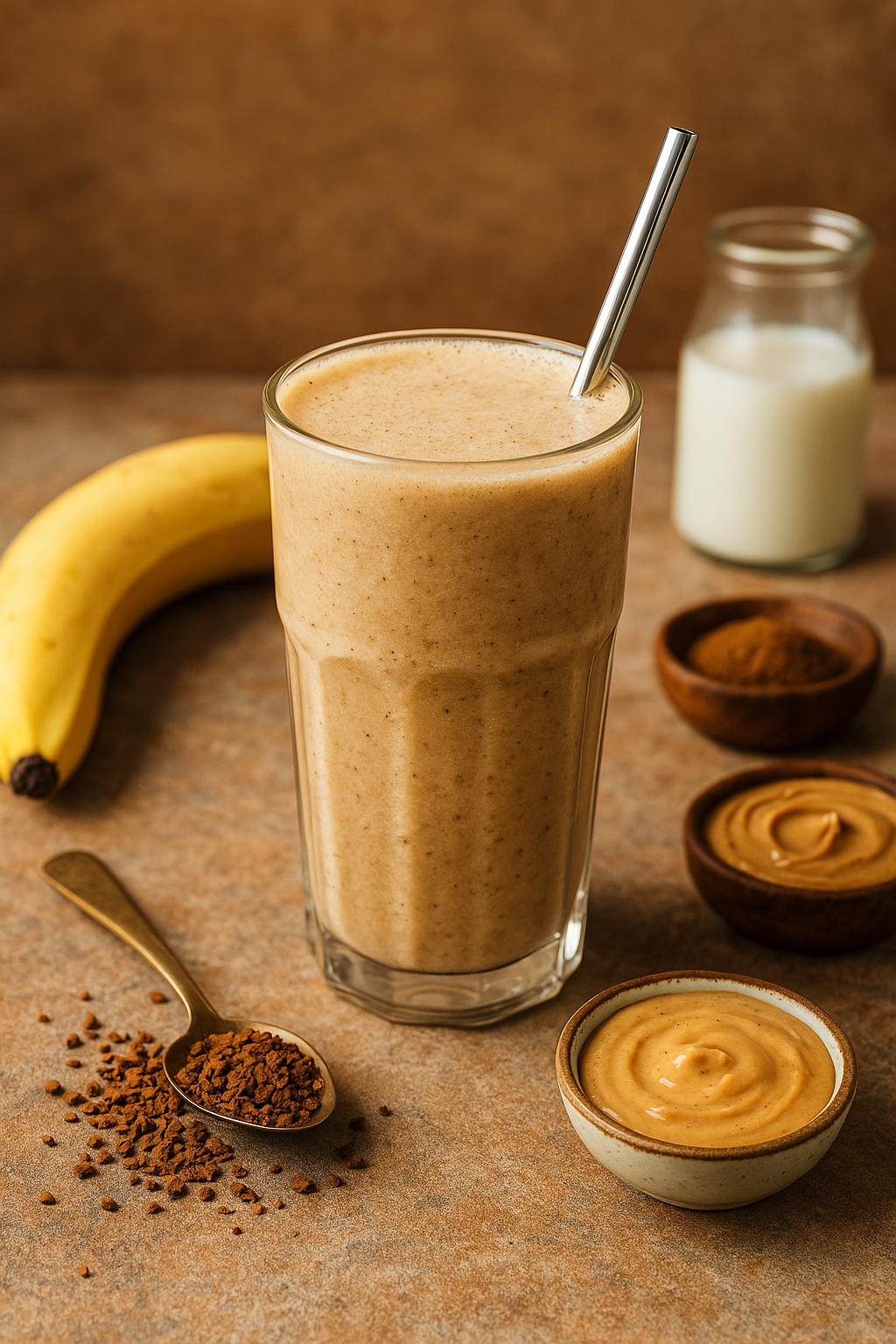 Desi low maintenance ADHD-er Smoothie made from Instant Coffee and Bananas